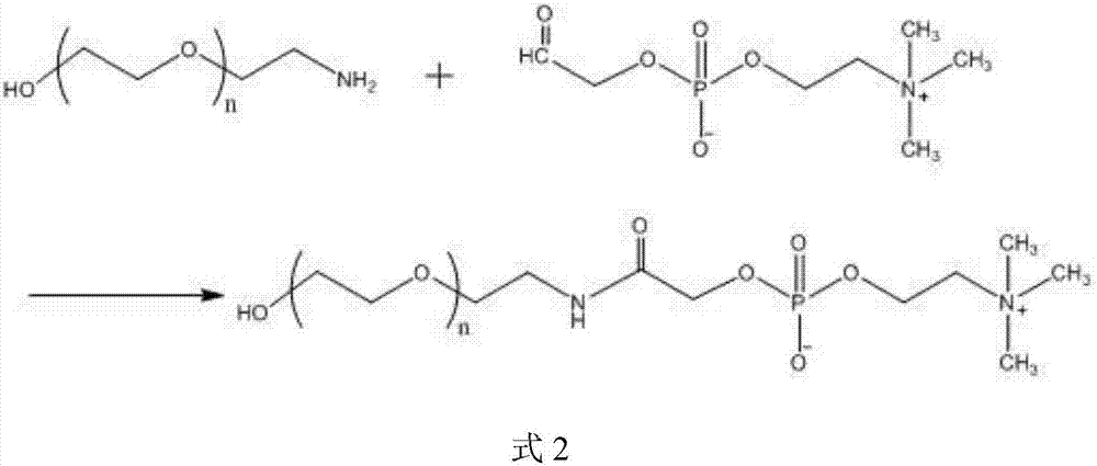 Diamido-terminated phosphorylcholine modified polyethylene glycol compound and preparation method thereof