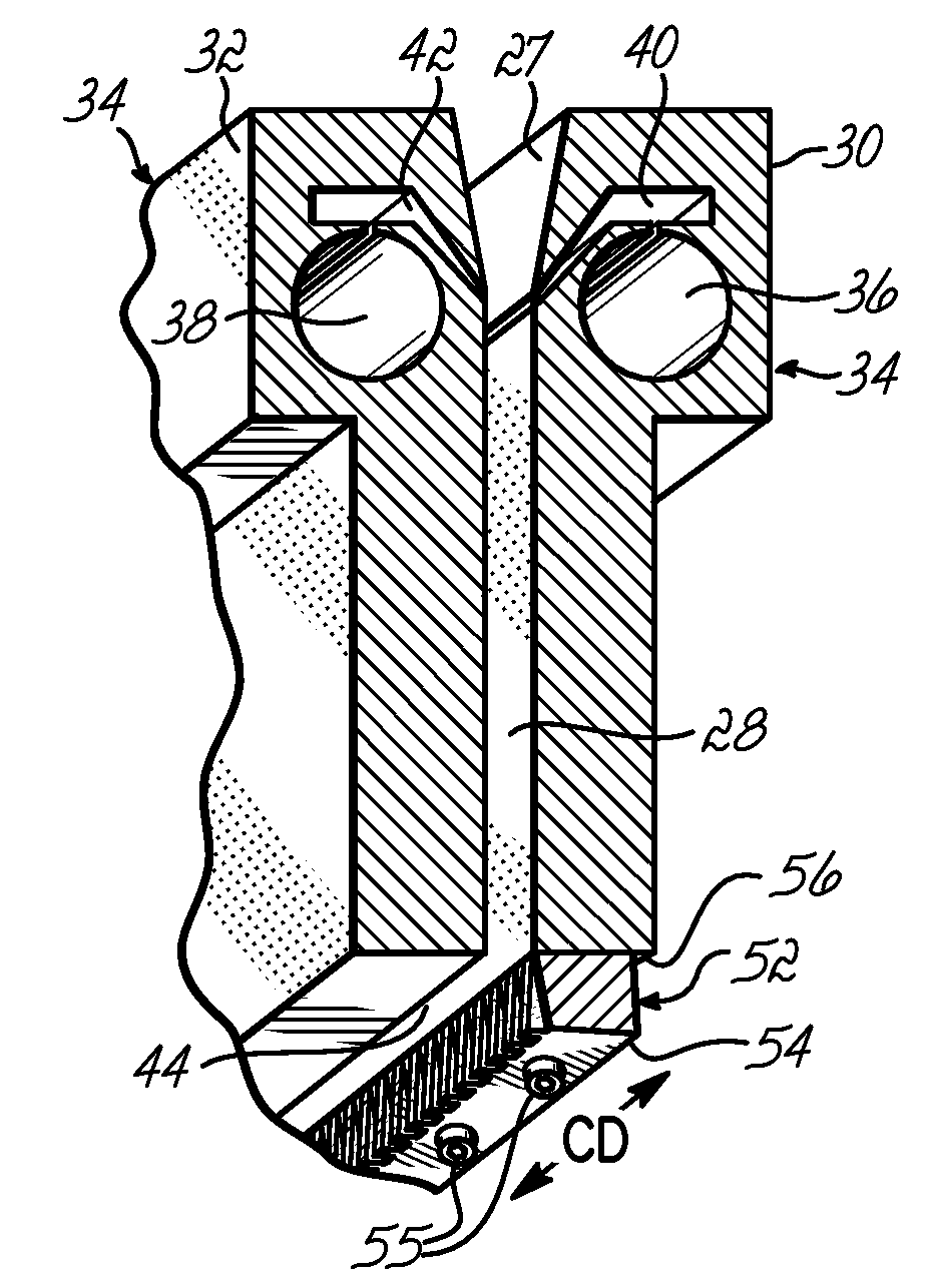 Stabilized filament drawing device for a meltspinning apparatus and meltspinning apparatus including such stabilized filament drawing devices