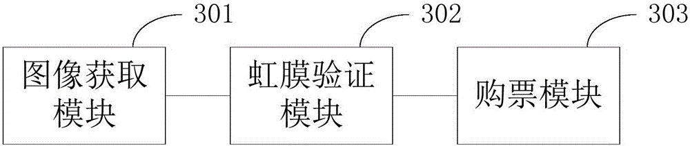 Iris recognition-based ticket purchase method and device