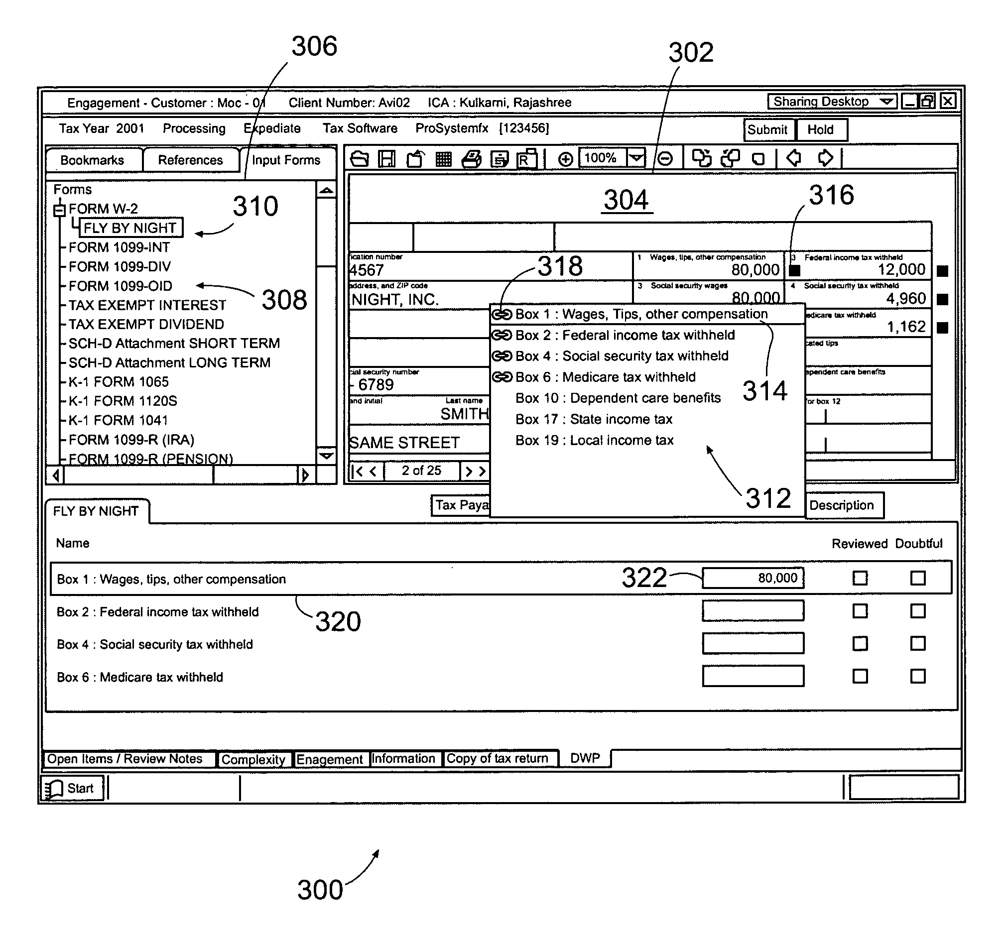 System and method for creating cross-reference links, tables and lead sheets for tax return documents