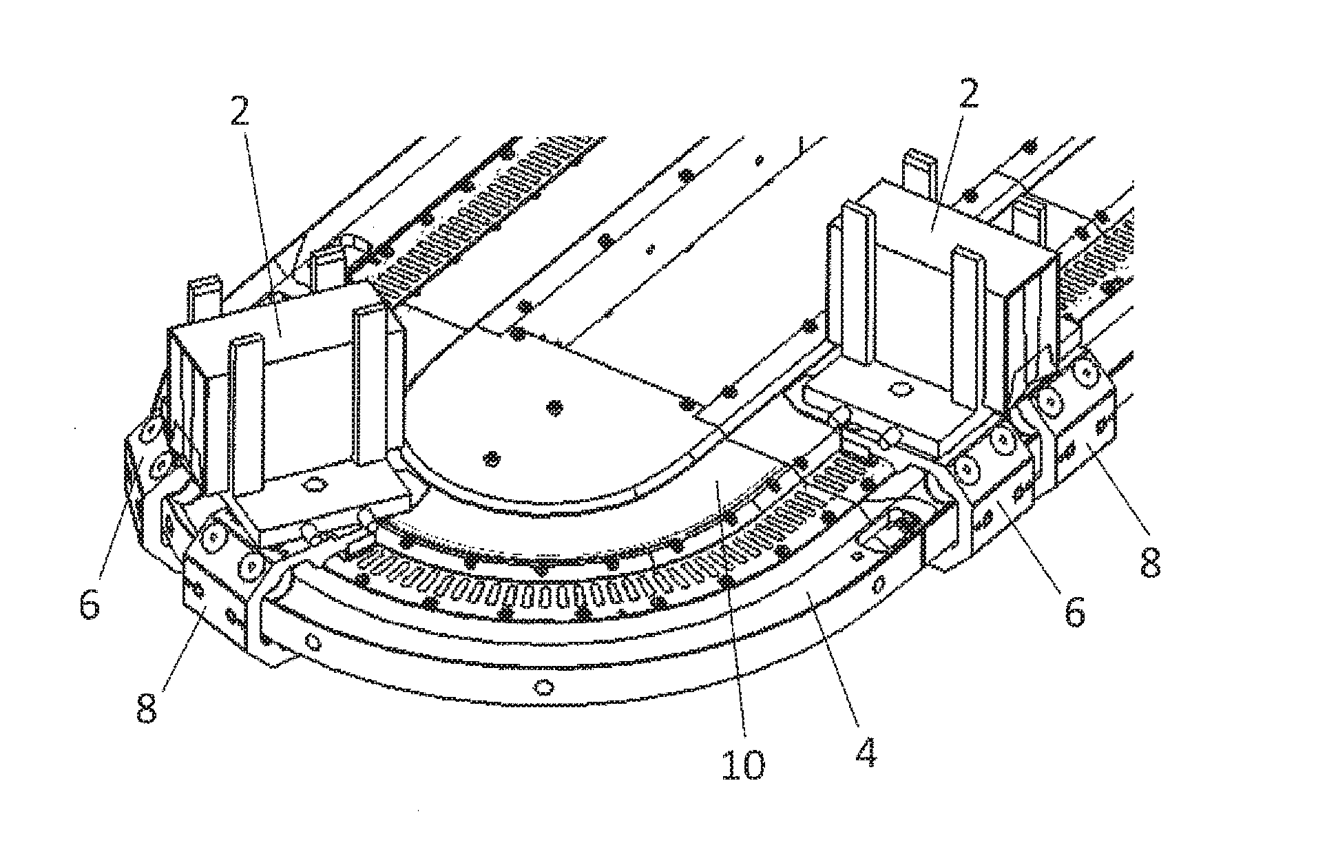 Transport device for conveying products