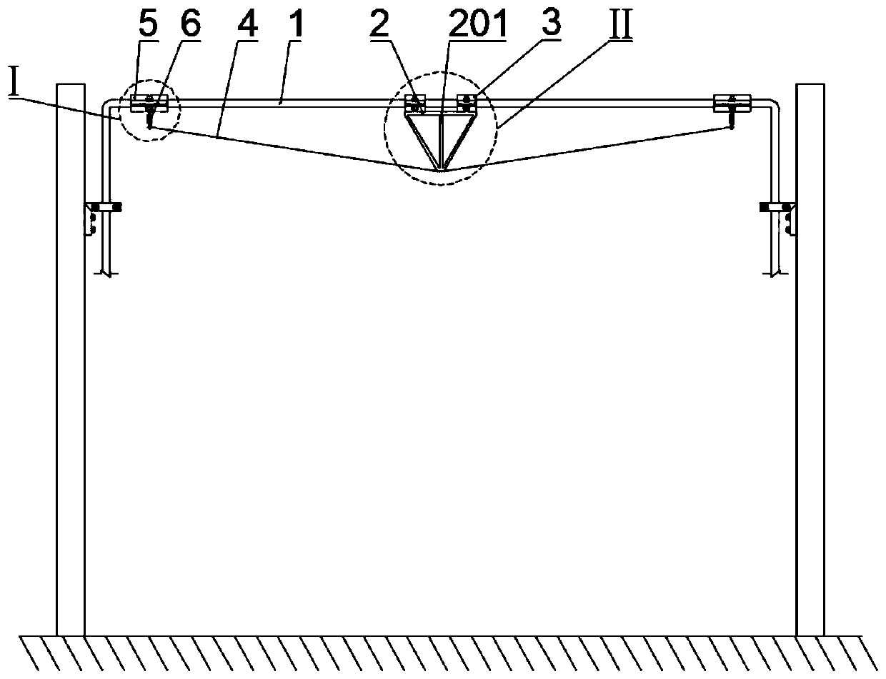 Natural gas overhead pipeline street crossing support device