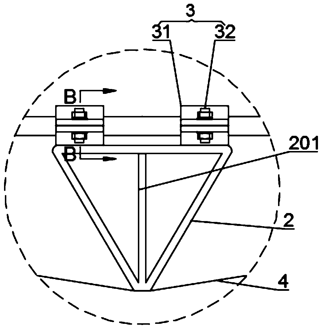 Natural gas overhead pipeline street crossing support device