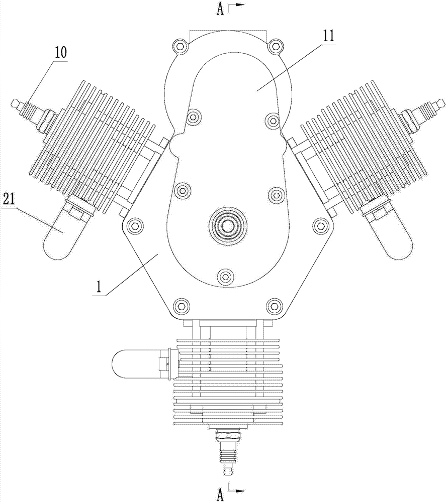 Y-type two-stroke multi-cylinder engine