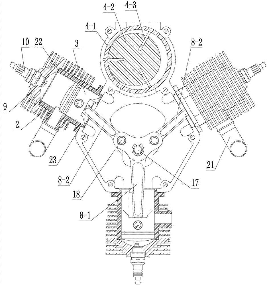 Y-type two-stroke multi-cylinder engine