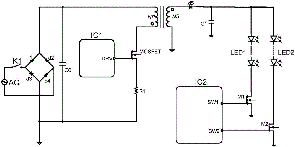 Color temperature adjusting chip capable of being intelligently switched in case of output open circuit