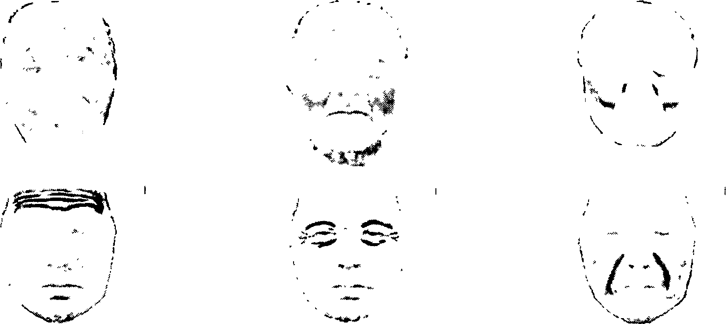 Human face image age changing method based on average face and senile proportional image