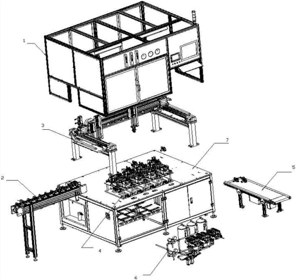 Online four-way valve detecting and sorting device and sealing detection method thereof