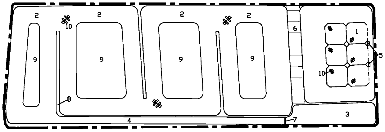 Construction and breeding method of grass carp-river crab-snail multi-nutrient-level pond system