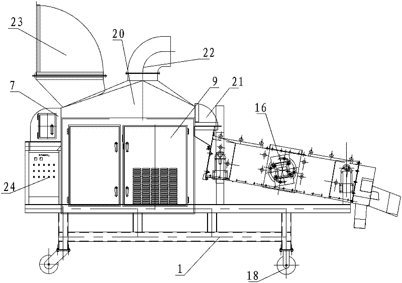 Combined cleaning equipment of raw grain air sieve