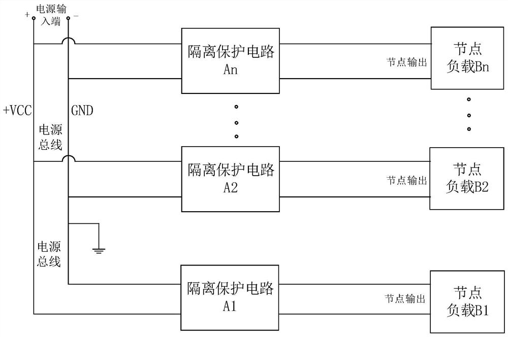 Node load short-circuit self-isolation circuit and method and multi-split circuit