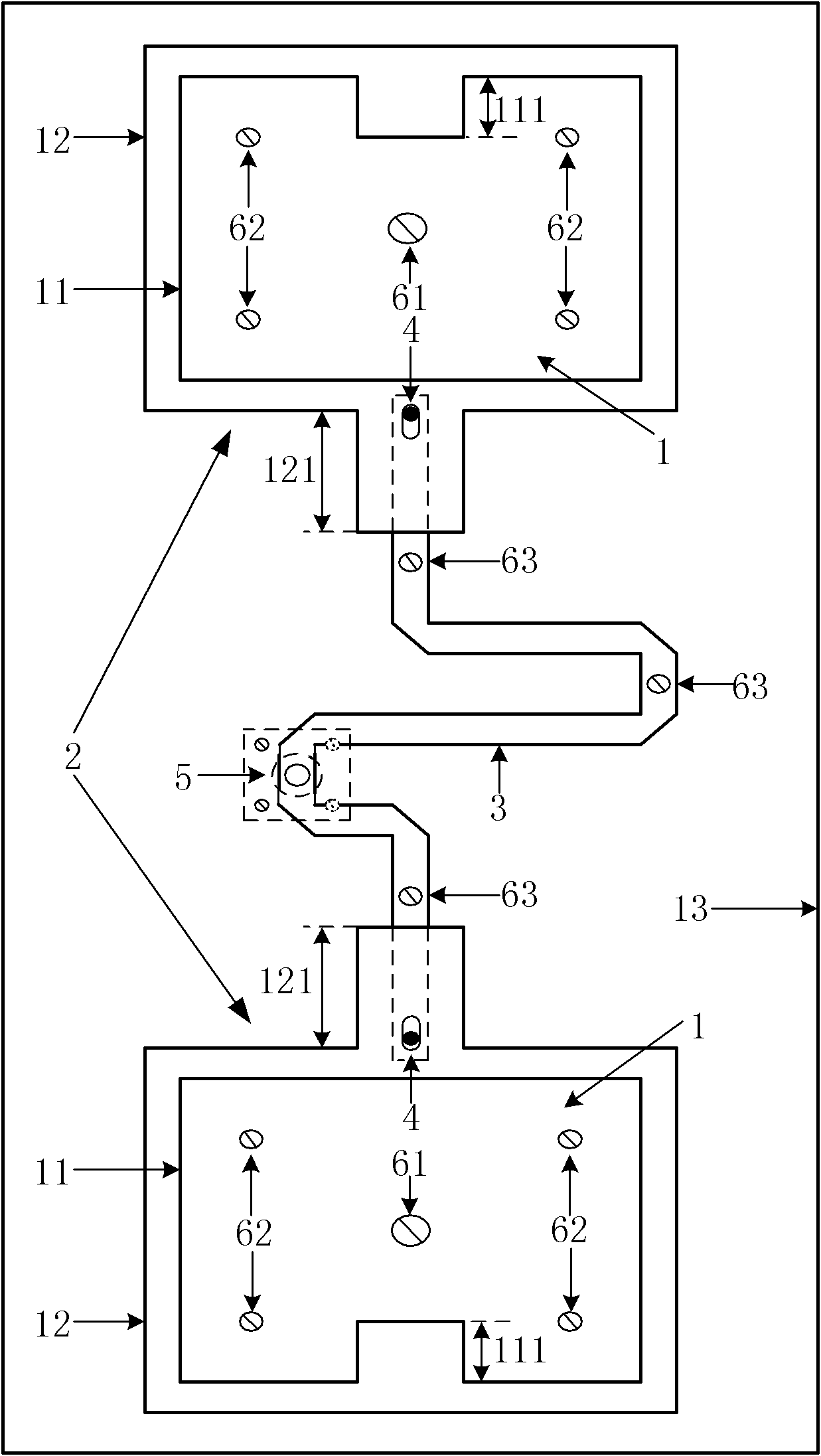 Vertical polarization arraying antenna for emission system of terrestrial digital television