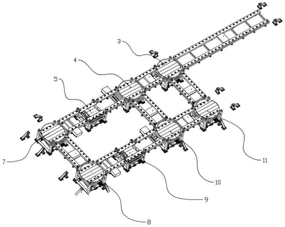 Gypsum board forming production line and production method thereof