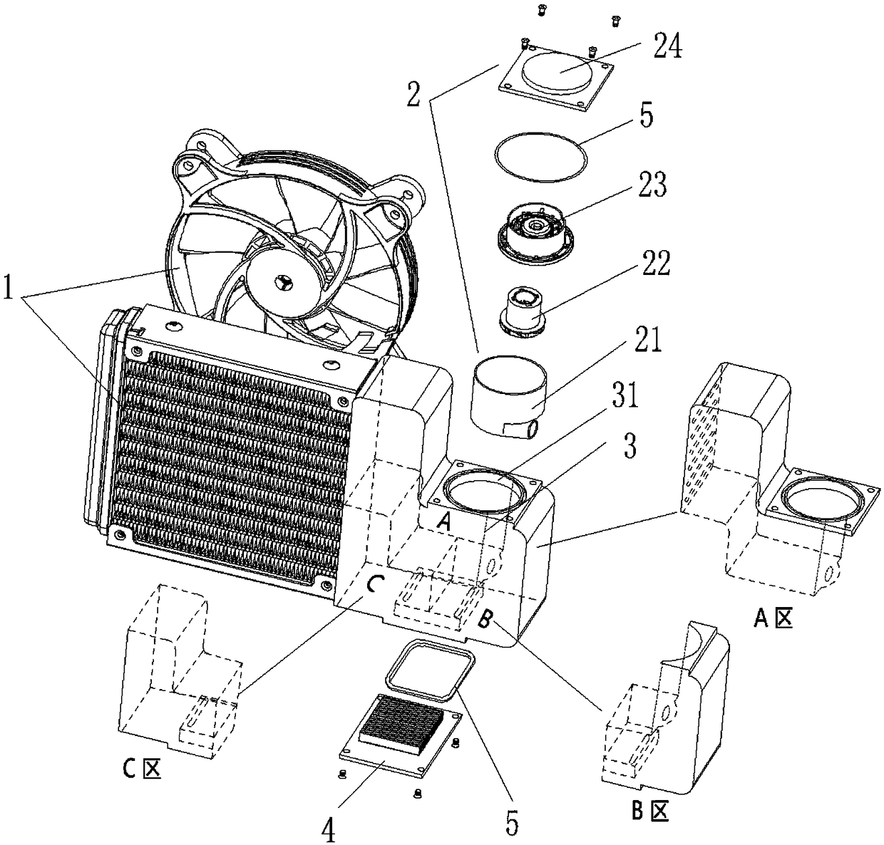 Tubeless liquid cooling heat dissipating system