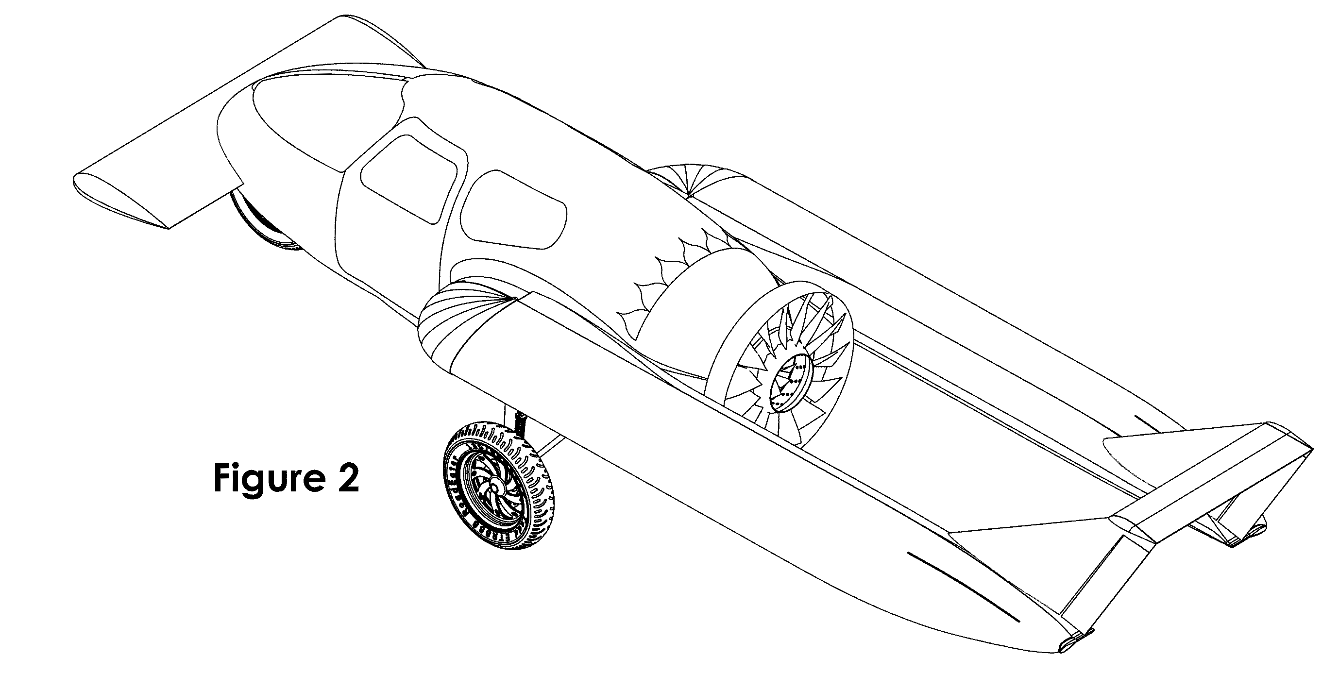 Roadable aircraft with collapsible wings and ductless fan