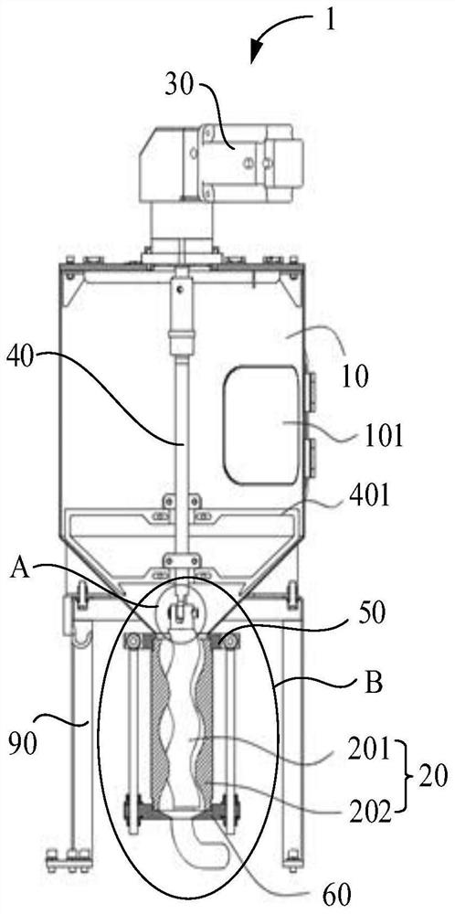 Feeding device and spraying machine