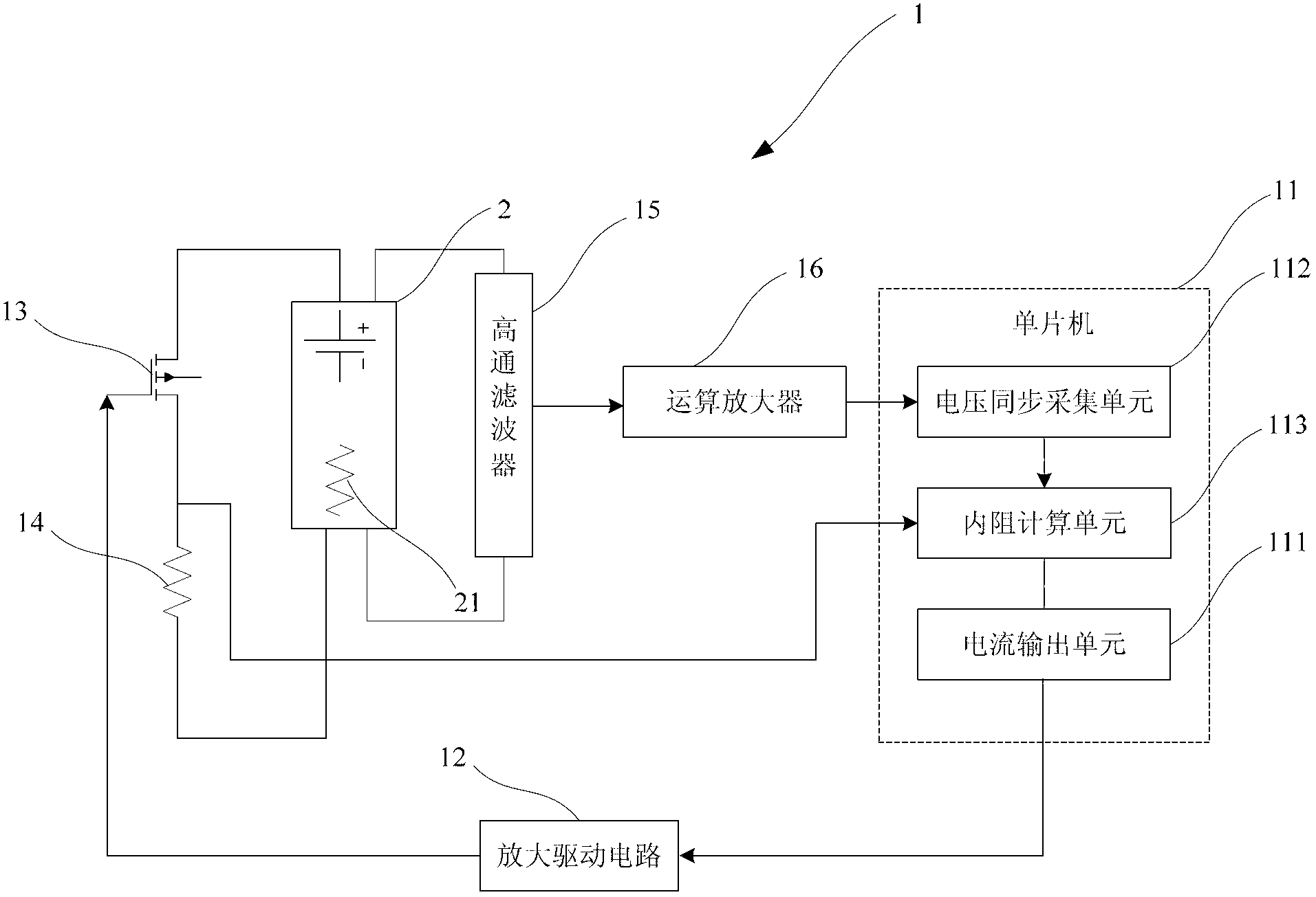 Device for measuring internal resistance of storage batteries