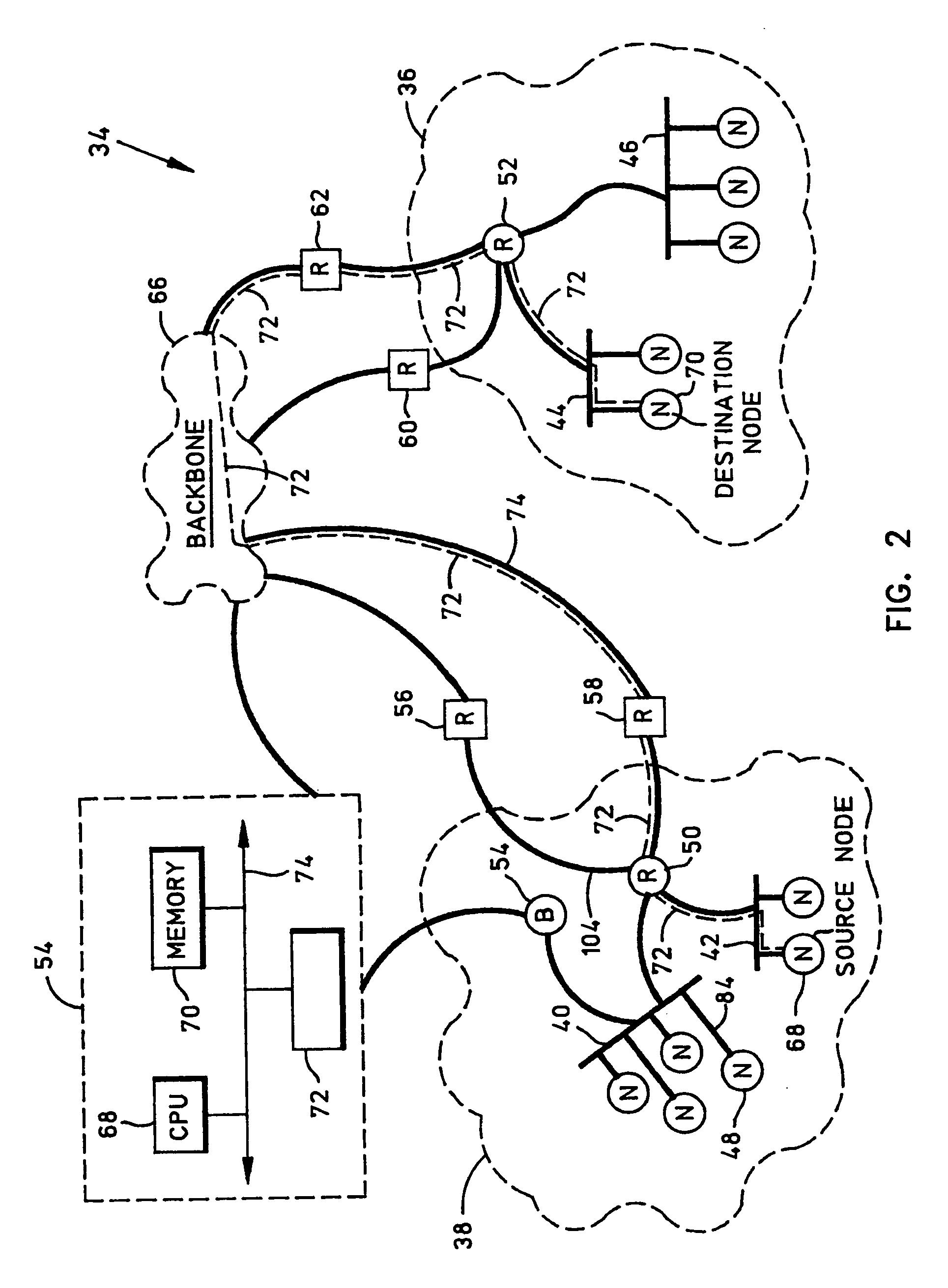 Adaptive path discovery process for routing data packets in a multinode network