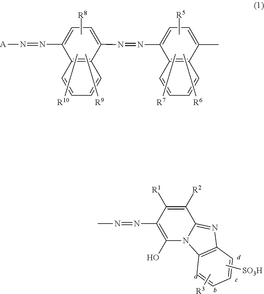 Coloring matter consisting of trisazo compound, ink compositions, recording method, and colored body