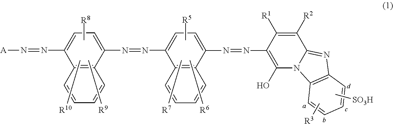 Coloring matter consisting of trisazo compound, ink compositions, recording method, and colored body