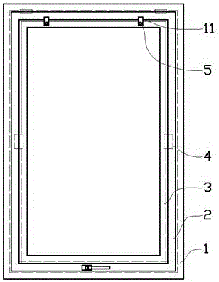 Curtain wall window with double frames capable of being overturned