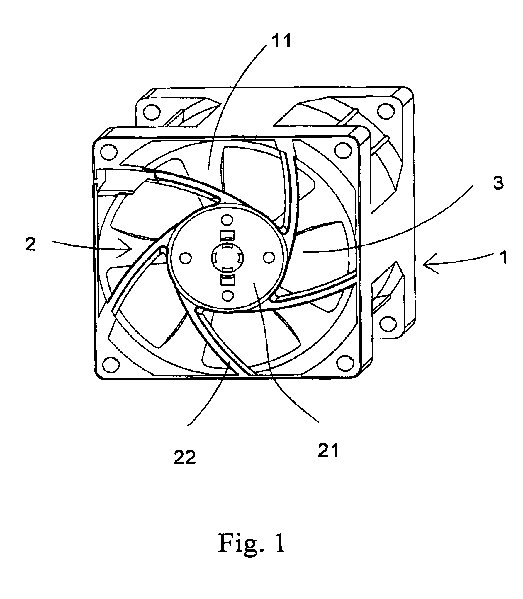 Fan with guiding rib in vent