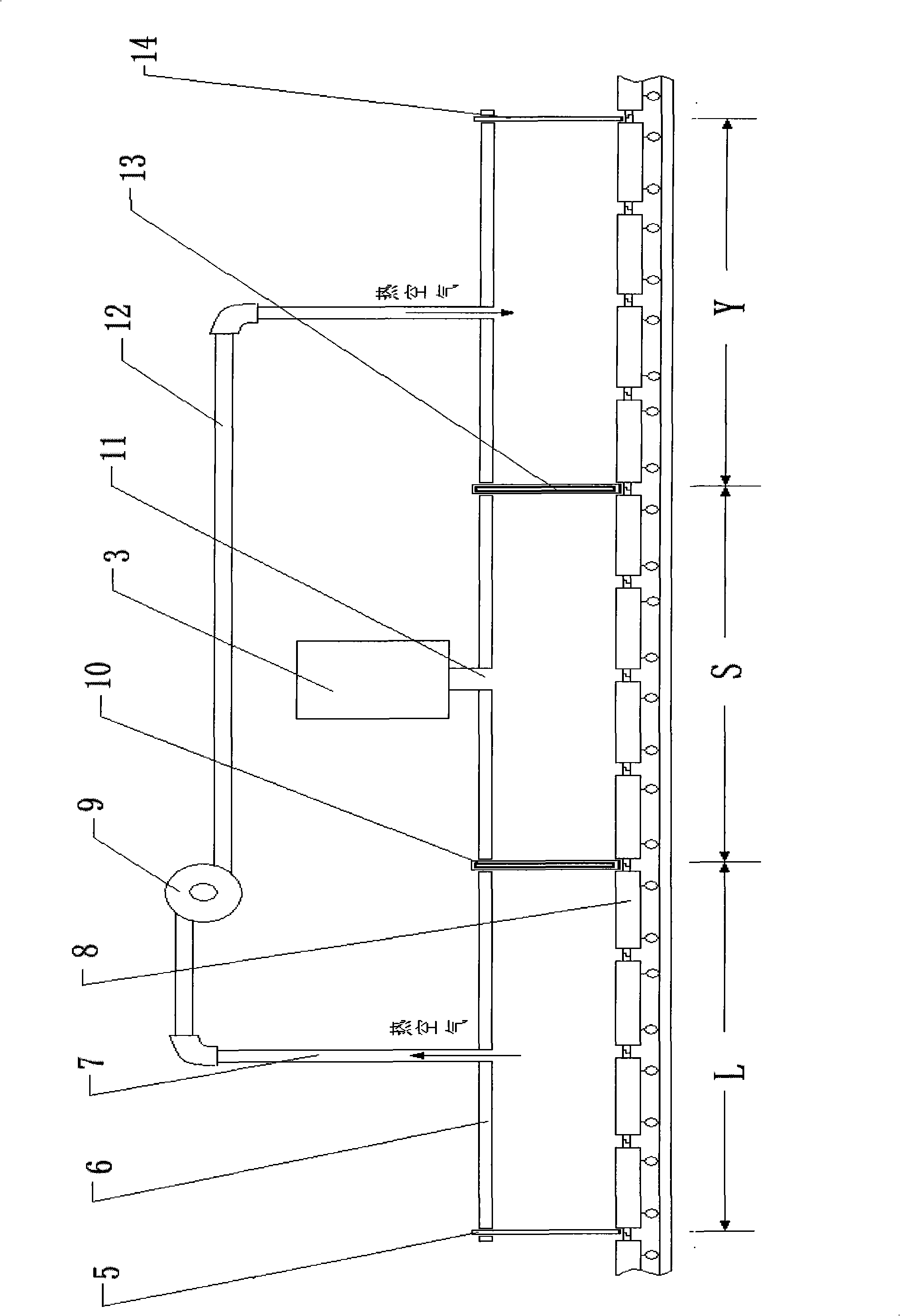 Three-section four-door long-tunnel energy-saving type microwave sintering furnace