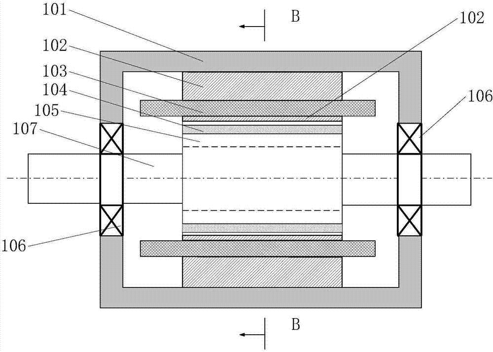 Low vibration motor with excitation magnetic poles on stator