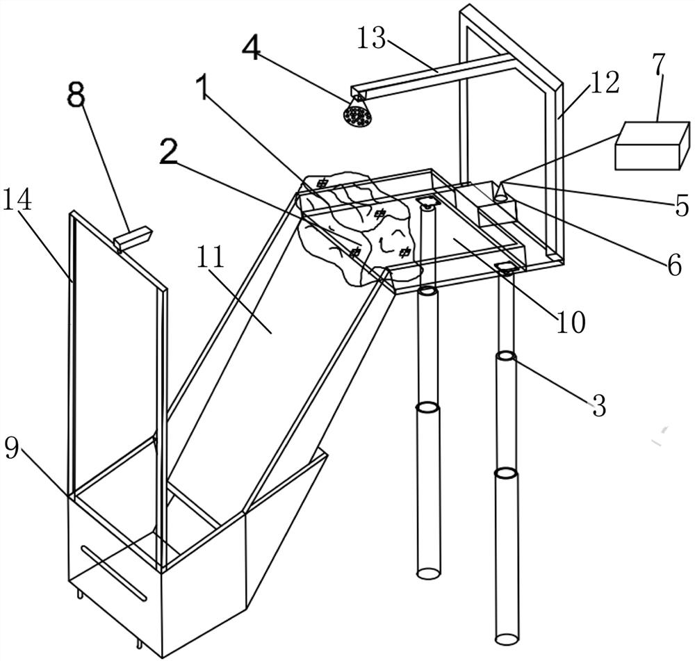 Physical experiment device for exploring rainfall-induced dangerous rock mass caving mechanism