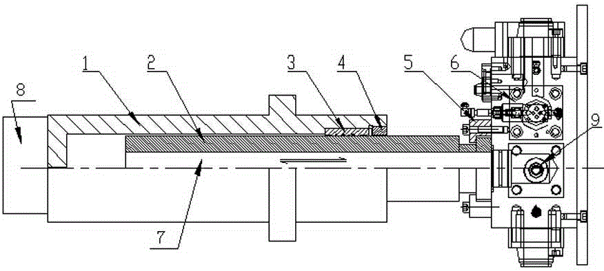 Sliding block balanced oil cylinder system without external pipeline