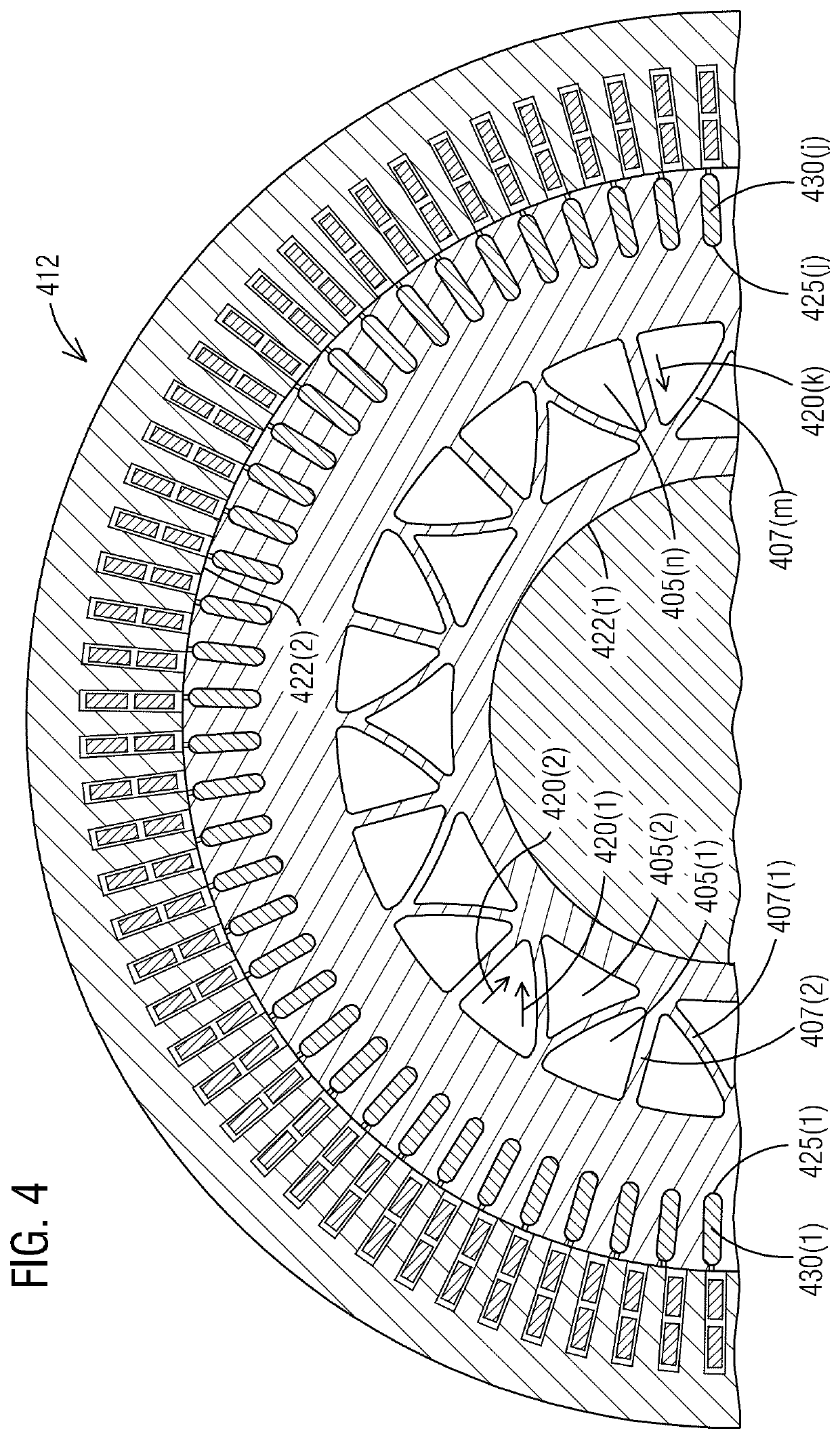 Rotor assembly for an electrodynamic machine that minimizes mechanical stresses in cooling ducts