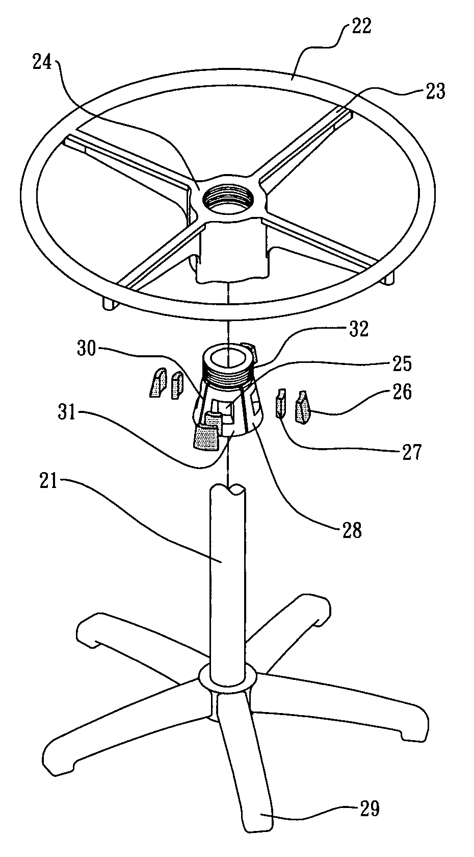 Height adjustable pedal ring mechanism for bar stool