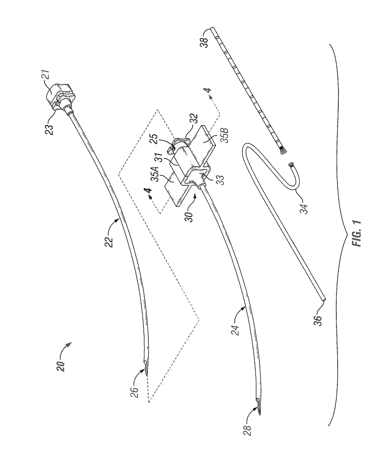 Peripheral nerve field stimulator curved subcutaneous introducer needle with wing attachment specification