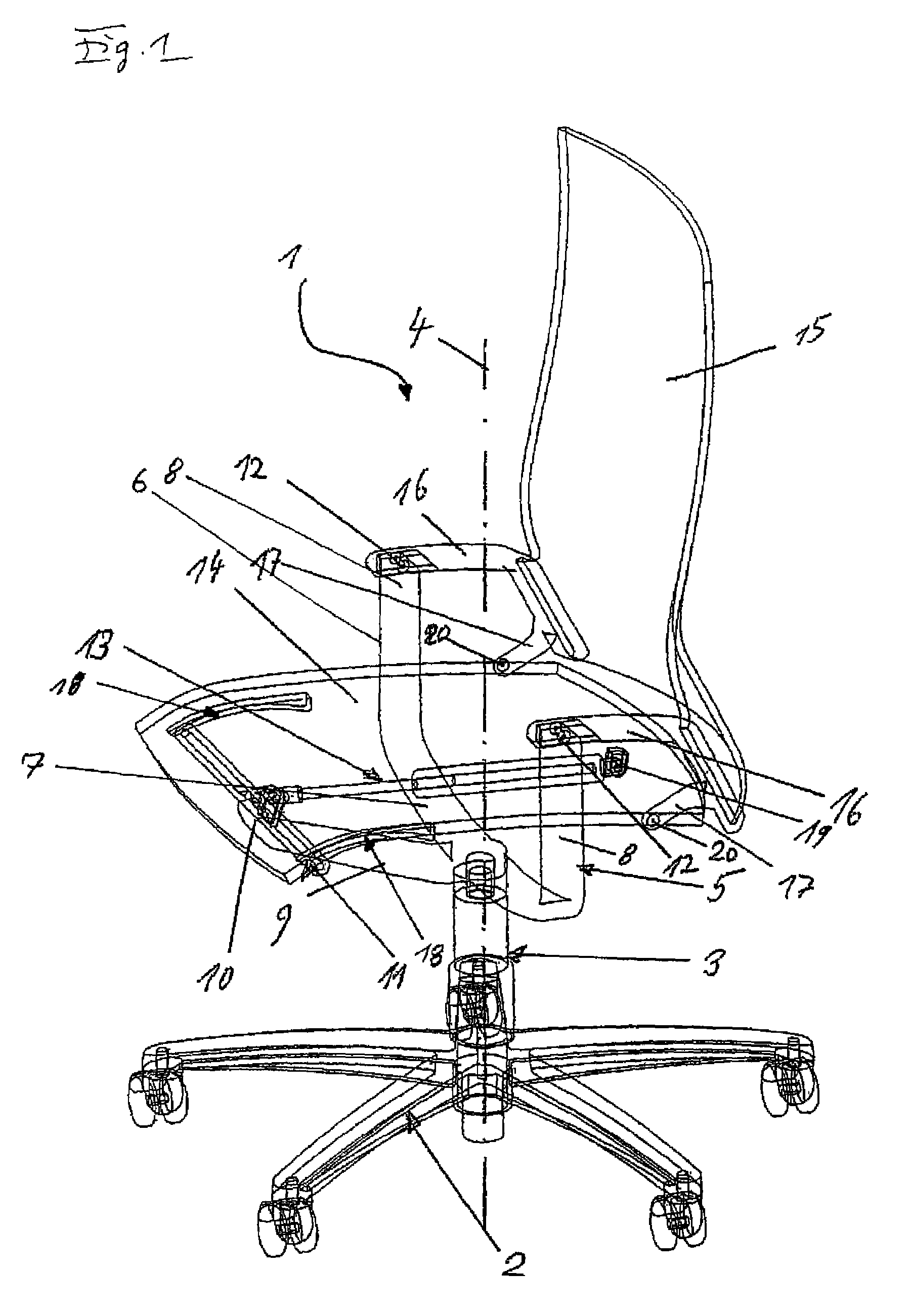 Servo mechanism for a seat part, in particular of a chair