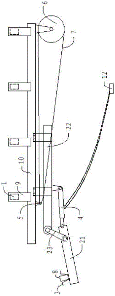 Front movement type hydraulic control lifting shed building device