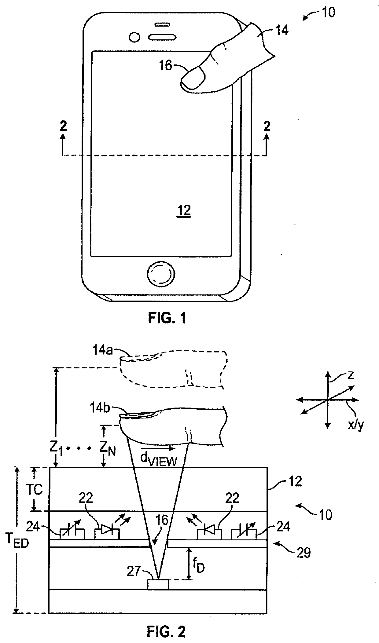 Electronic device and method for non-contact capacitive and optical pin hole fingerprint detection