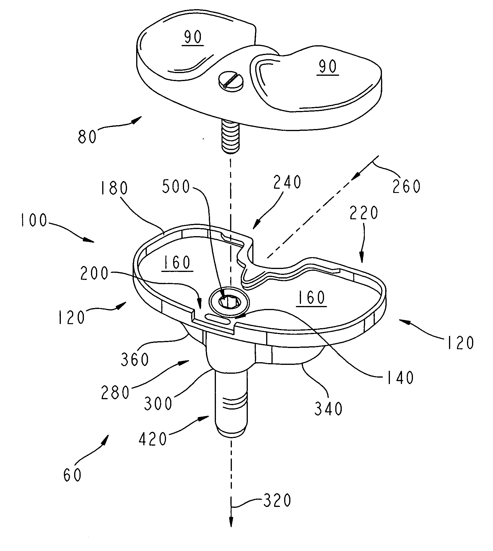 Tibial implant with a broad keel and a through post