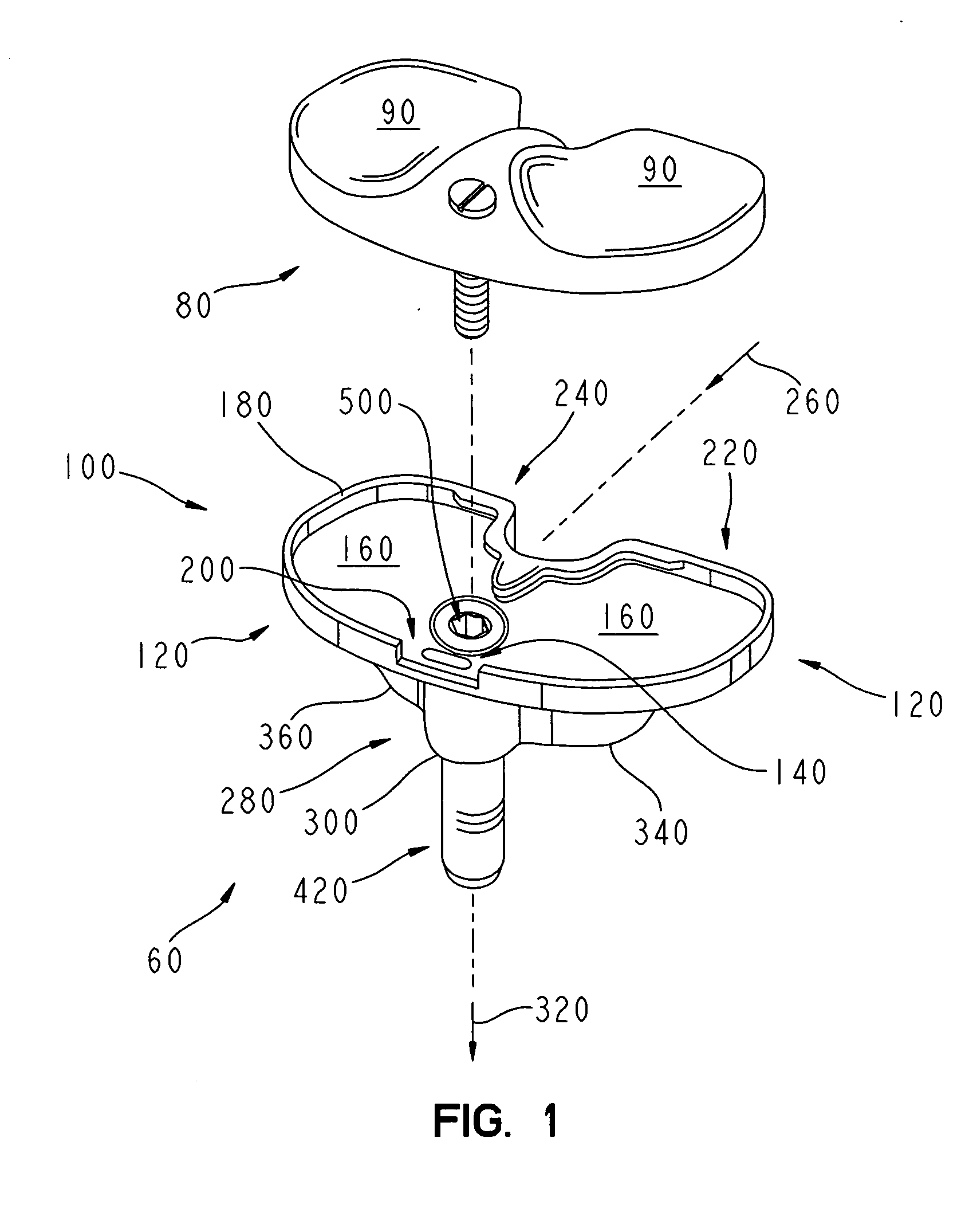 Tibial implant with a broad keel and a through post