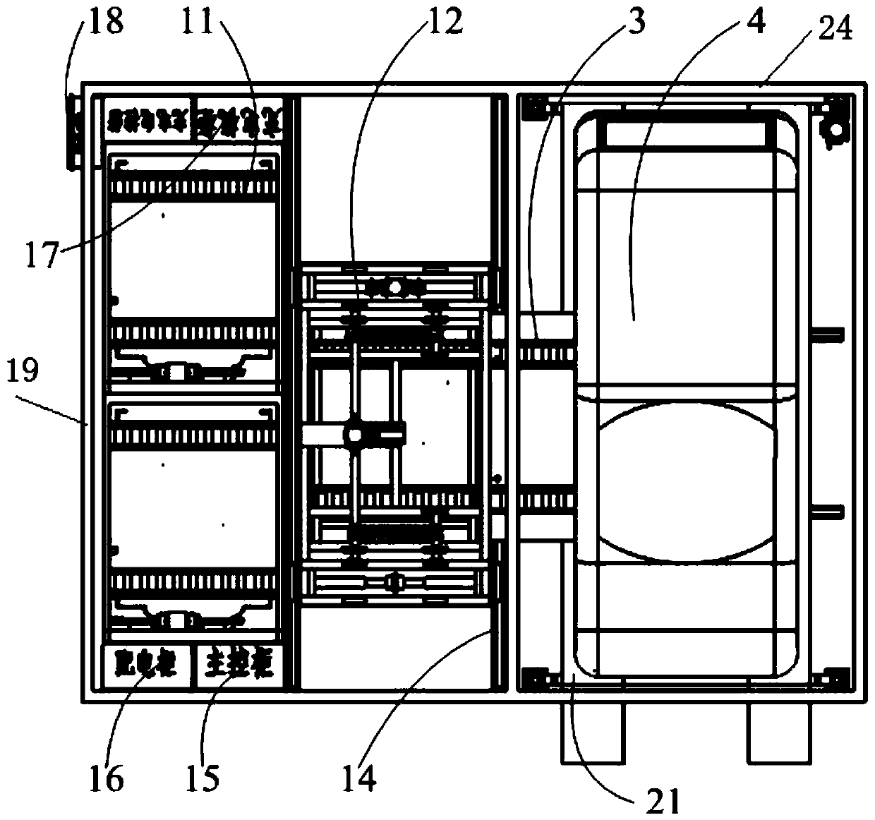 Expandable small-sized chassis type battery swap station applying transfer trolley