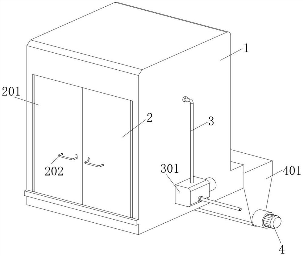 A spray type garbage deodorization device for garbage room