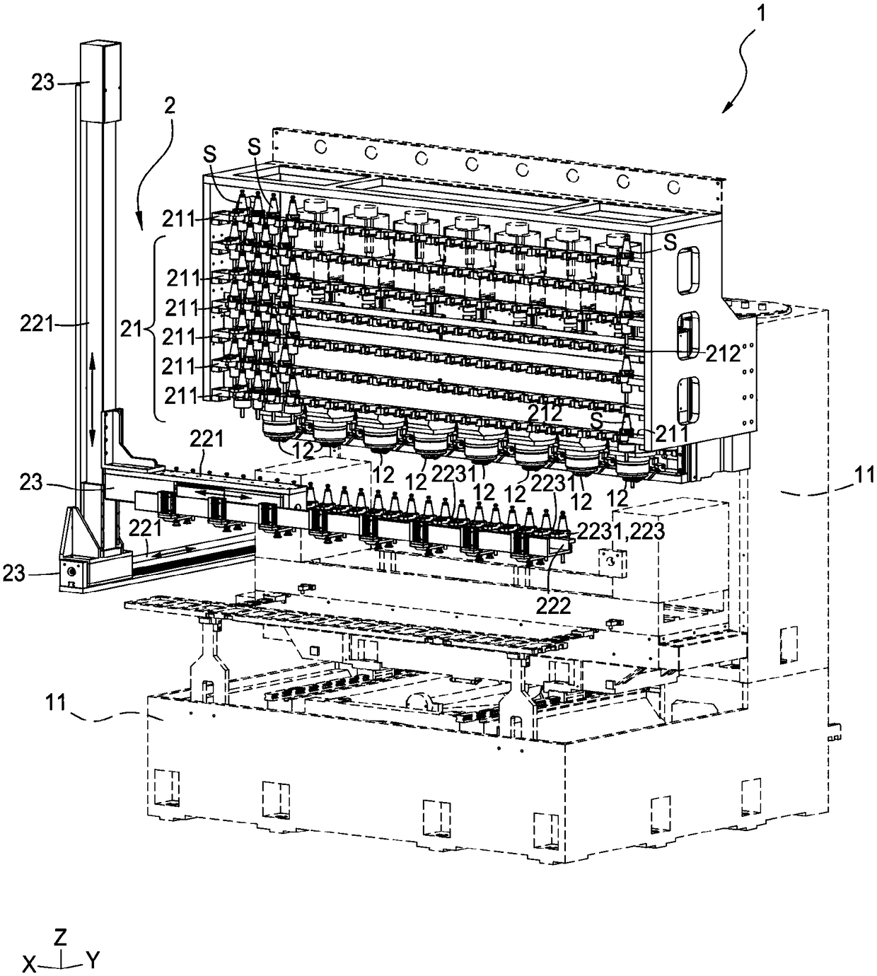 Multi-spindle tool replacement system and method