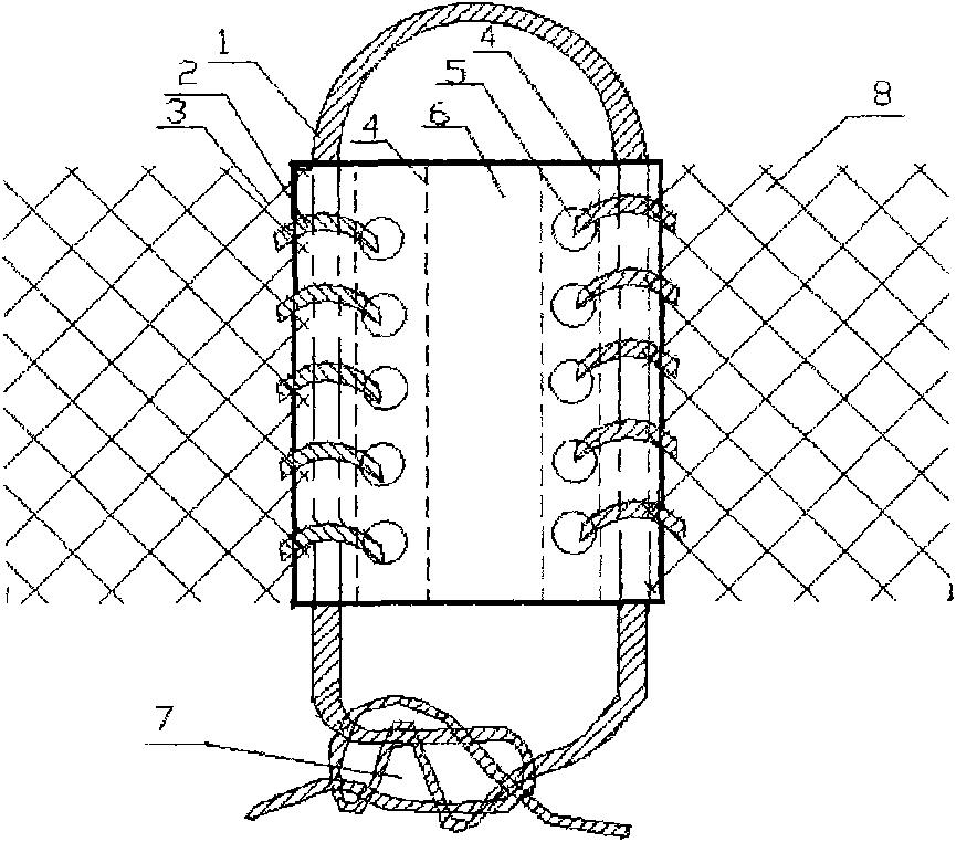 Method for flexibly connecting canvas for splicing between adjacent copper alloy oblique square nets