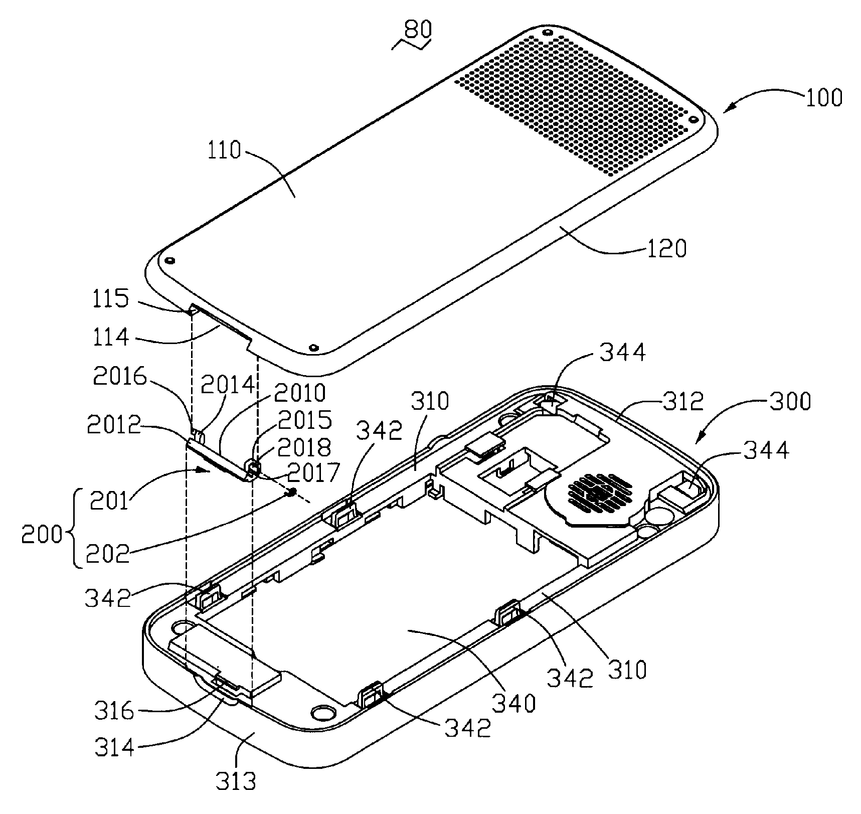 Battery cover latching assembly for portable electronic device