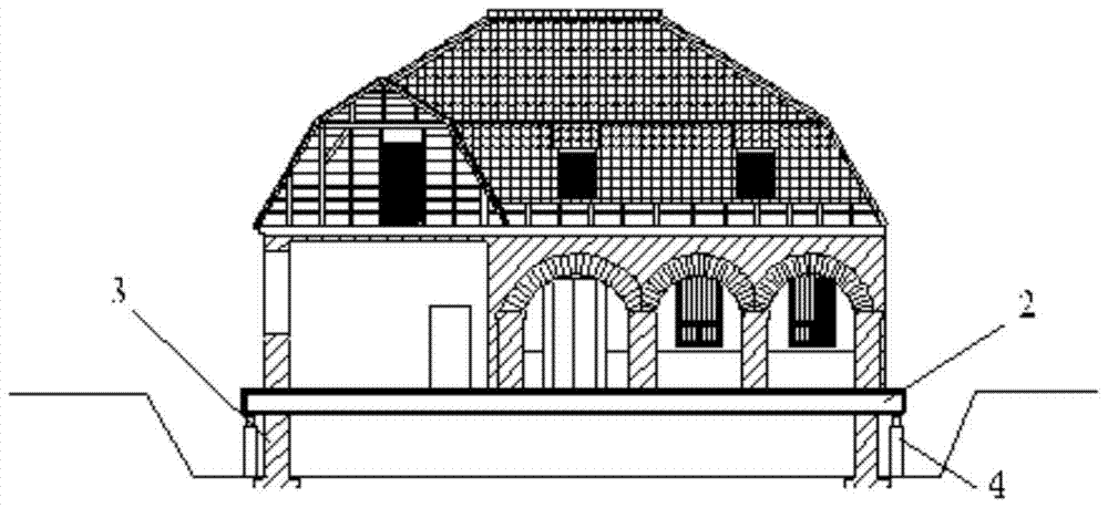 A method for overall shifting of a building by using an assembled trailer