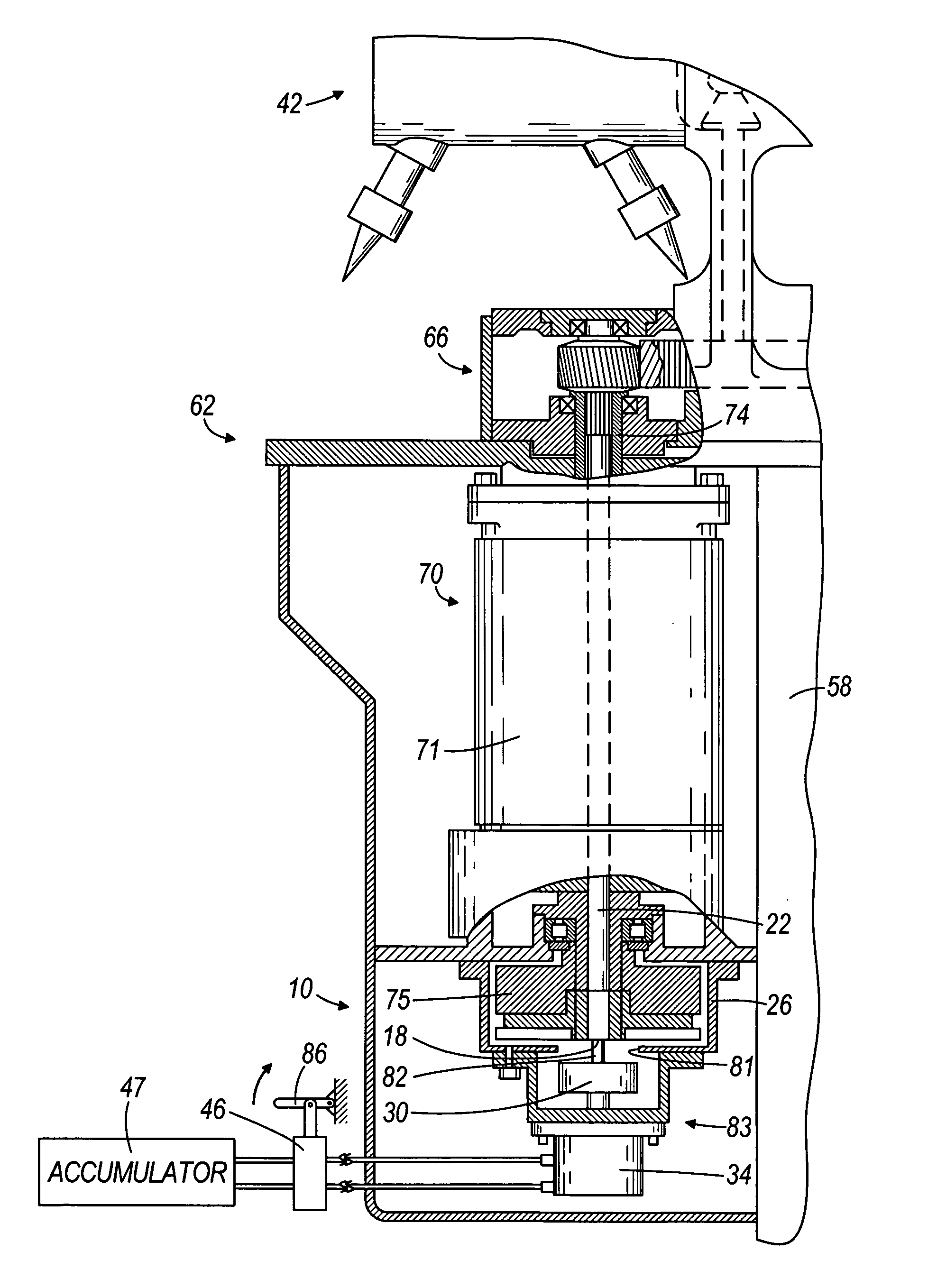 Drum turning mechanism for continuous miners and longwall shearers