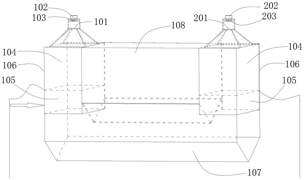 A horizontal straight-through tube double-cavity wave power generation device