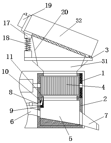 Uniform-speed discharging and mixing material bin used in pneumatic wet spray machine