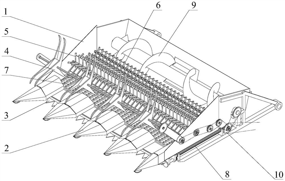 Full-feeding grid type lodging corn ear picking header