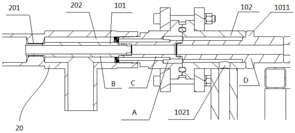 A nozzle sleeve connector, gas injection wellhead fluid monitoring pipeline and system