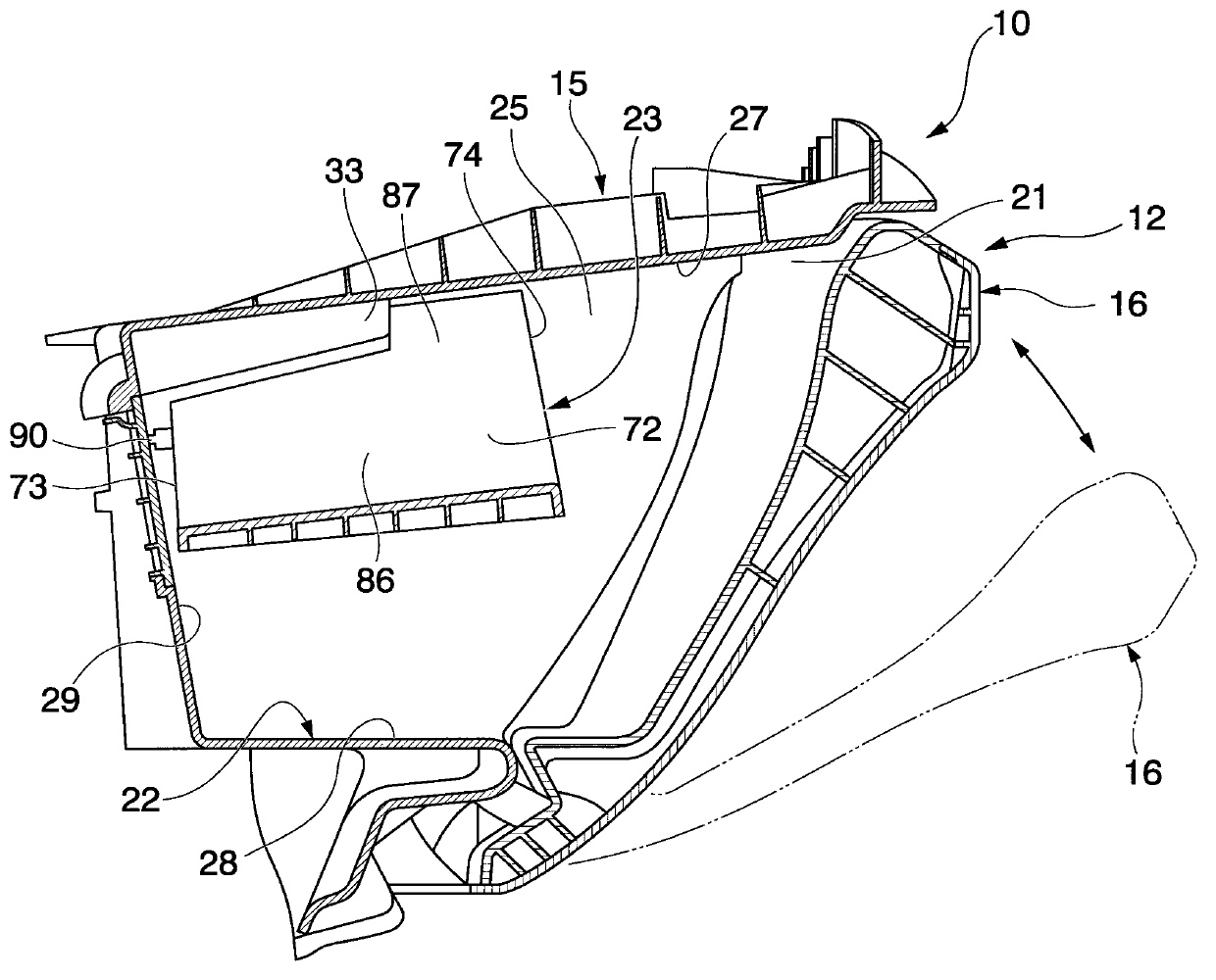 Storage device for vehicle